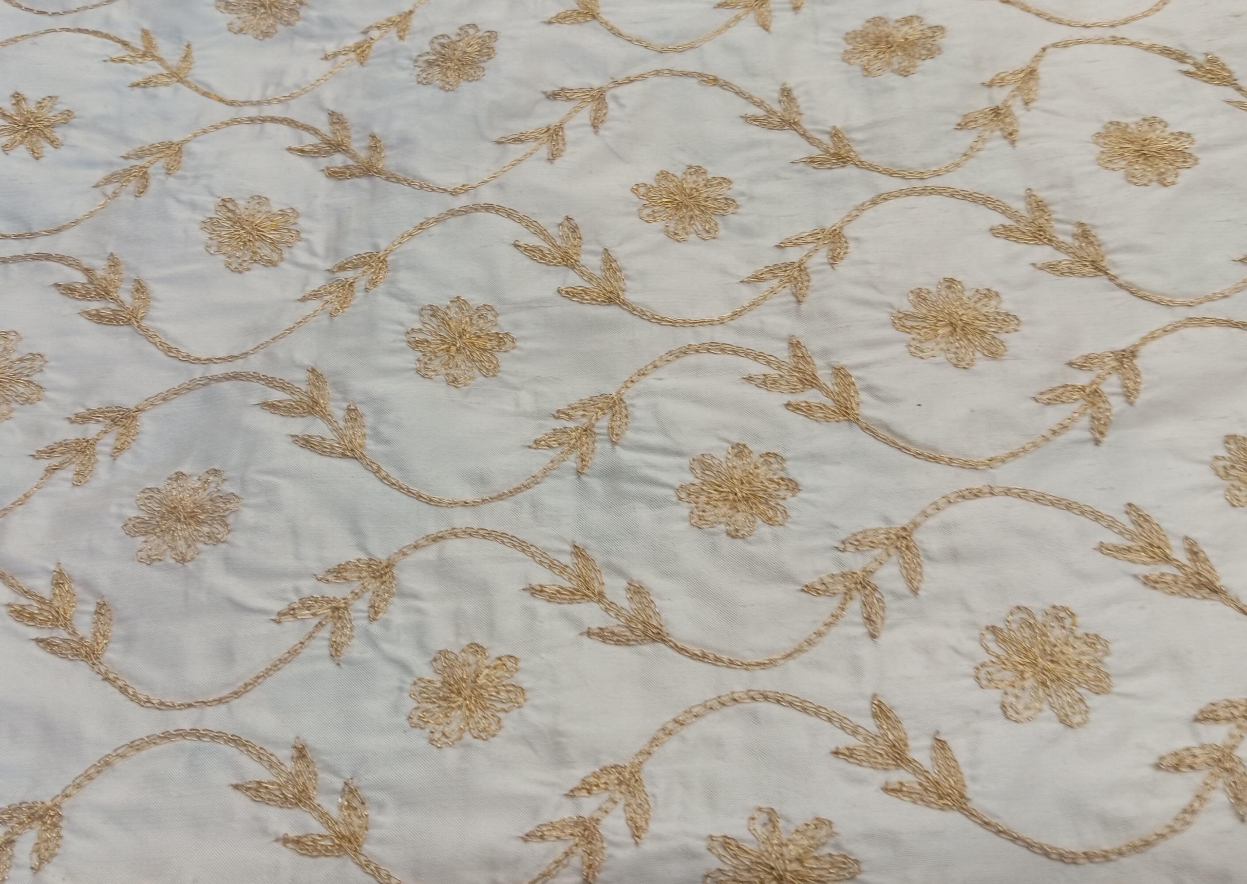 Embroidered Silk Dupion - PE13 - 100% Silk base - 1 col