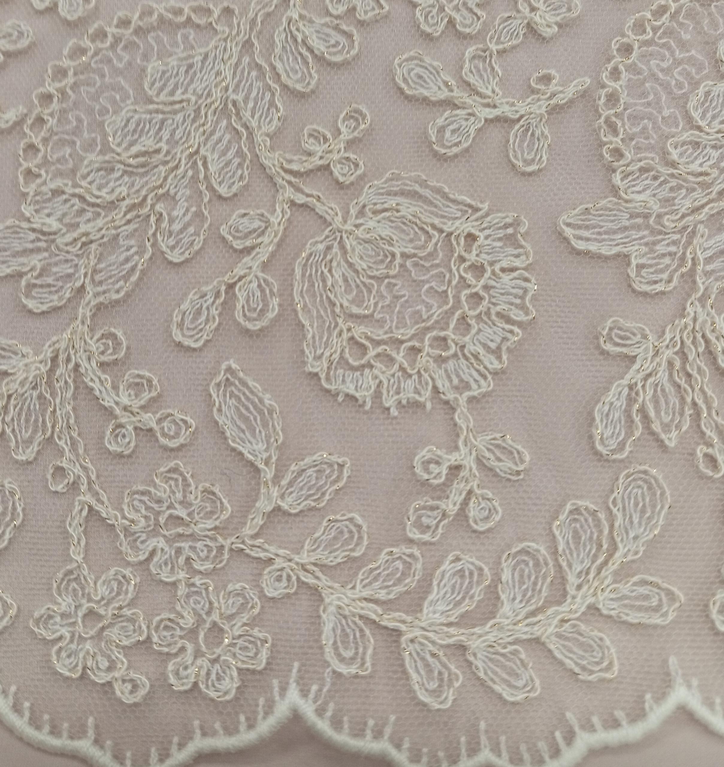 Corded Tulle - Lace EL-5 Gold Lurex - CO 56%+ Visc 30%+ PA14% - 2 cols - Lace & Tulles