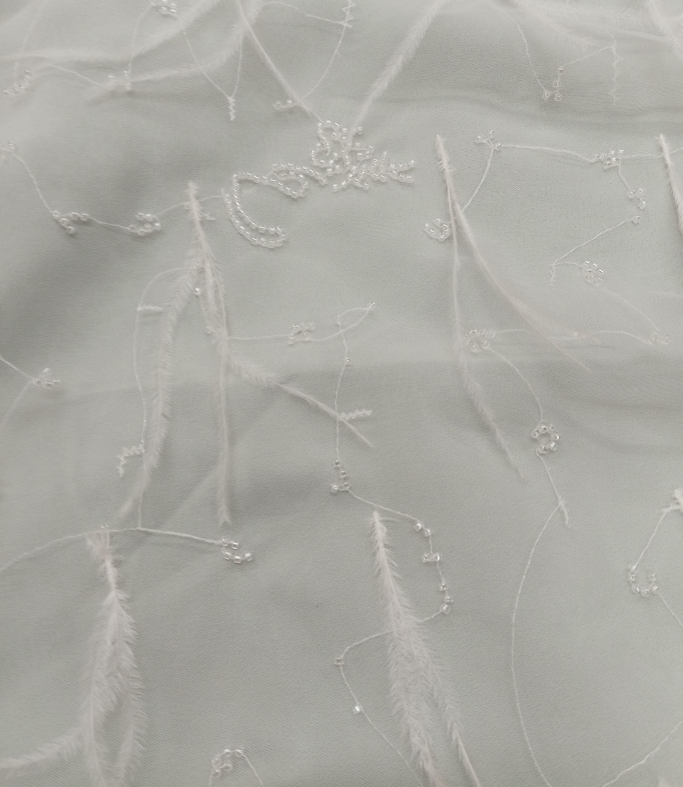 Embroidered Feathers Tulle - ED HL 2001-1 - 2 cols