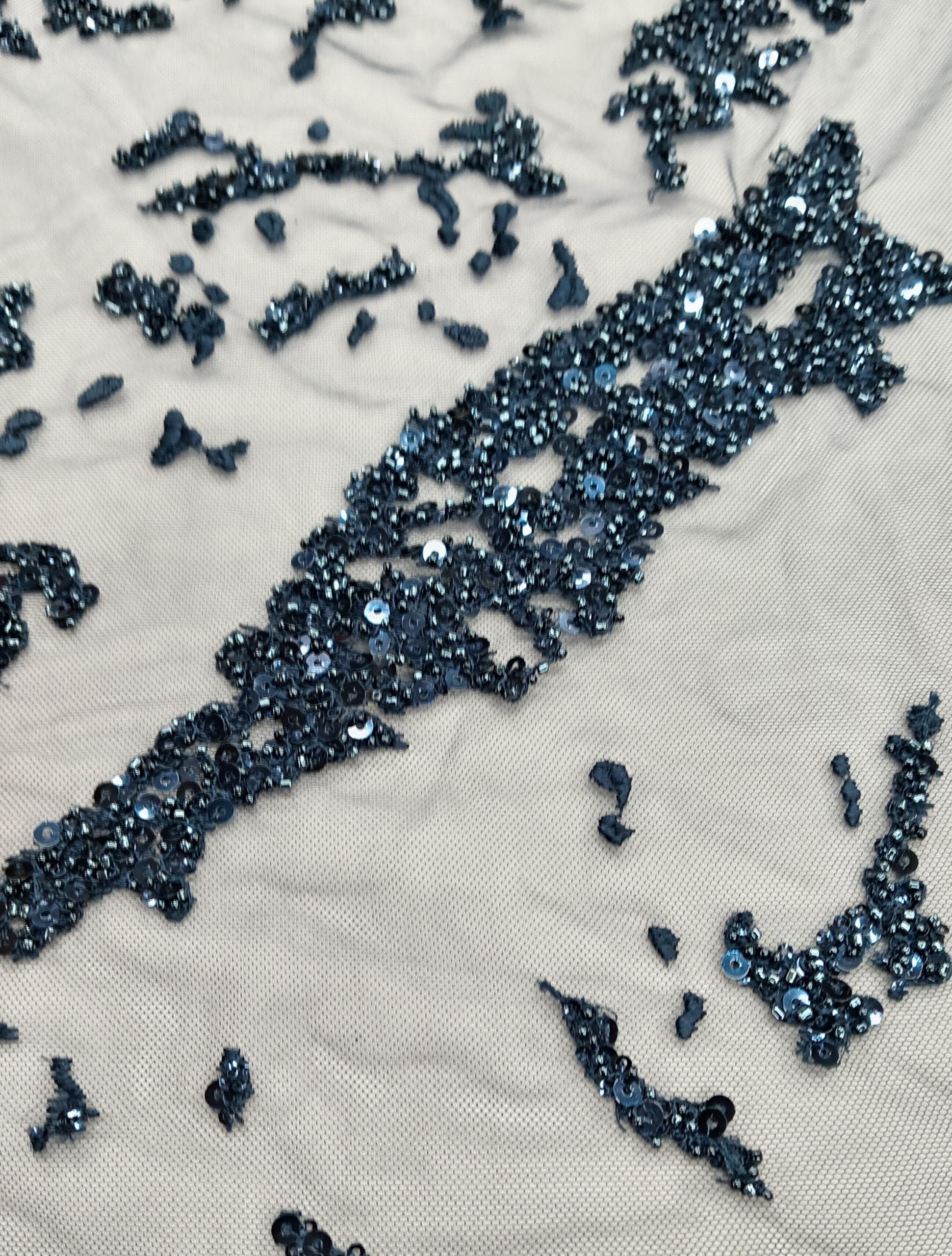 Beaded Navy Tulle - Lace GL 7 - PES 100% - 1 col - Lace & Tulles