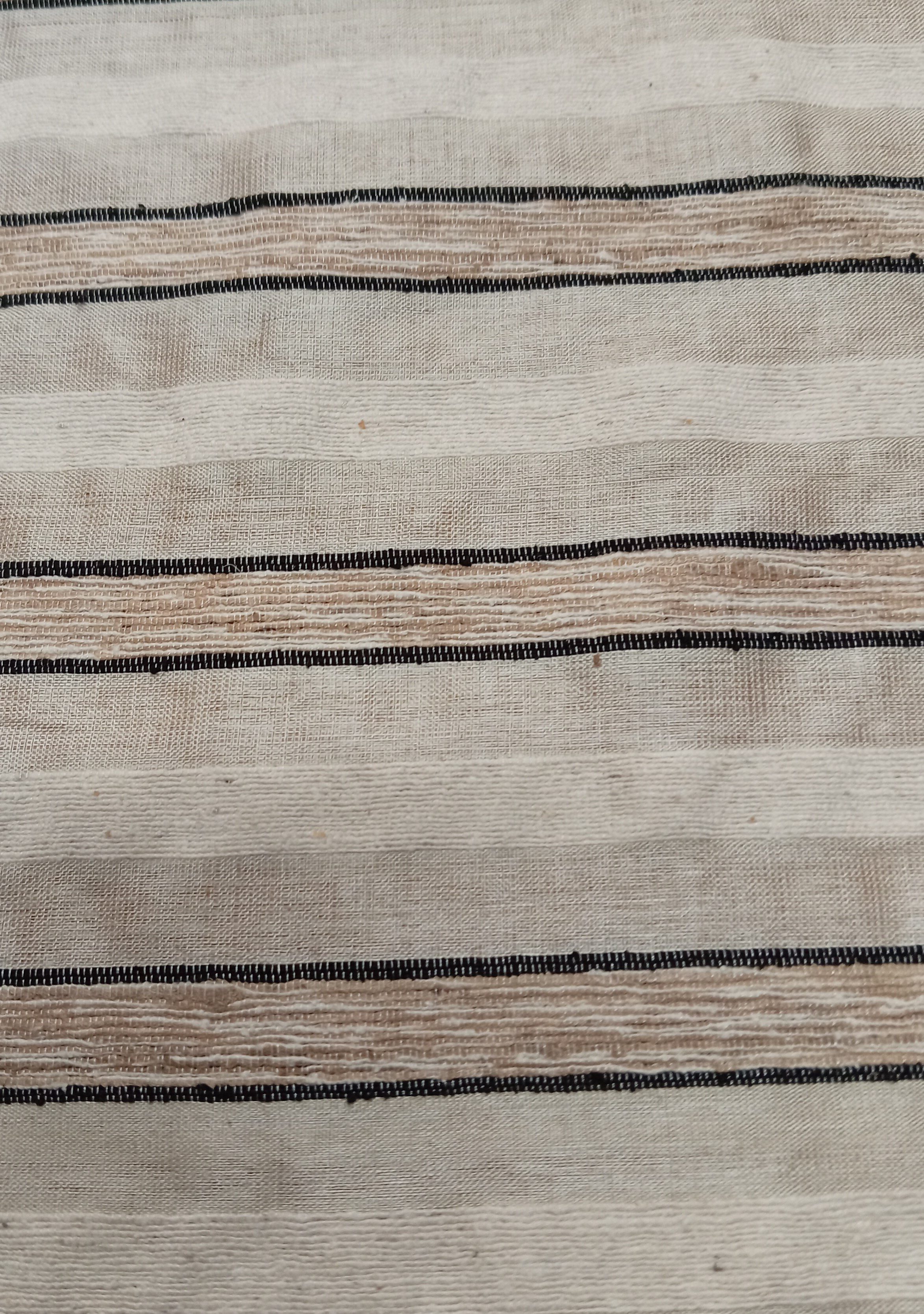 Tussah Dbl Stripe Blk-Natural – #RS-43 - 100% Silk - 1 col