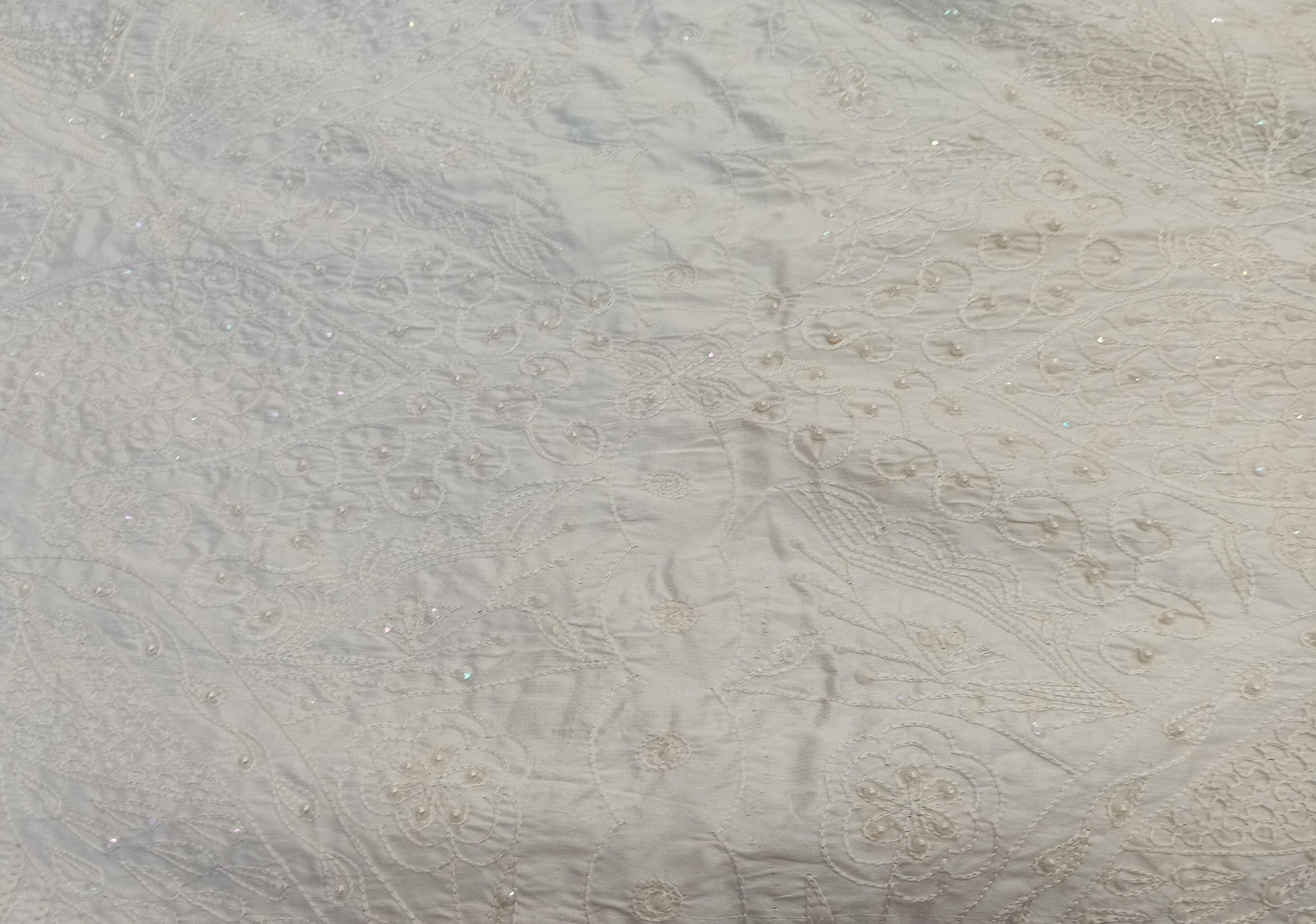 Embroidered Silk Dupion - PE12 - 100% Silk base - 1 col
