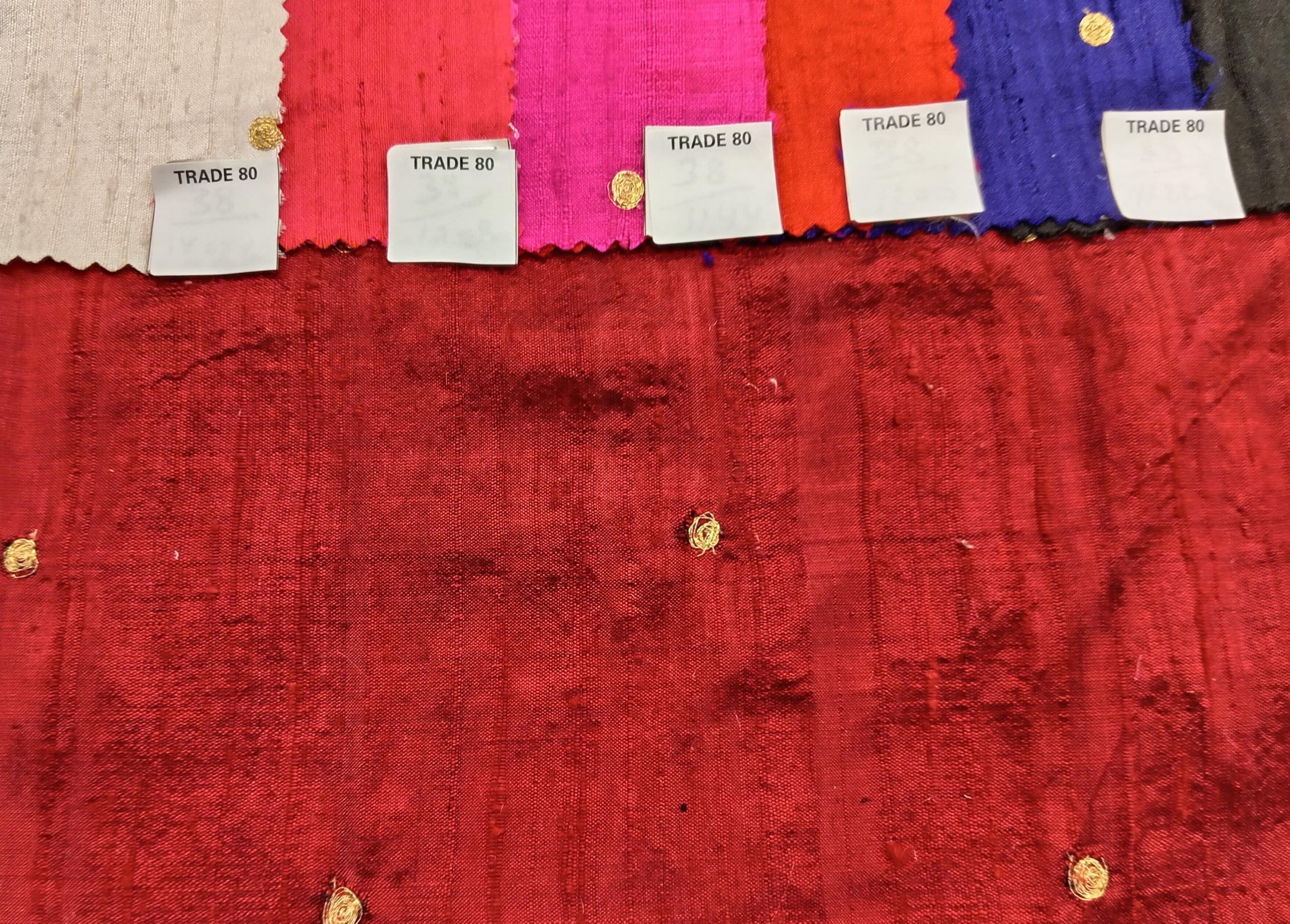 Embroidered Silk Dupion - ME38 - 100% Silk base - 7 cols