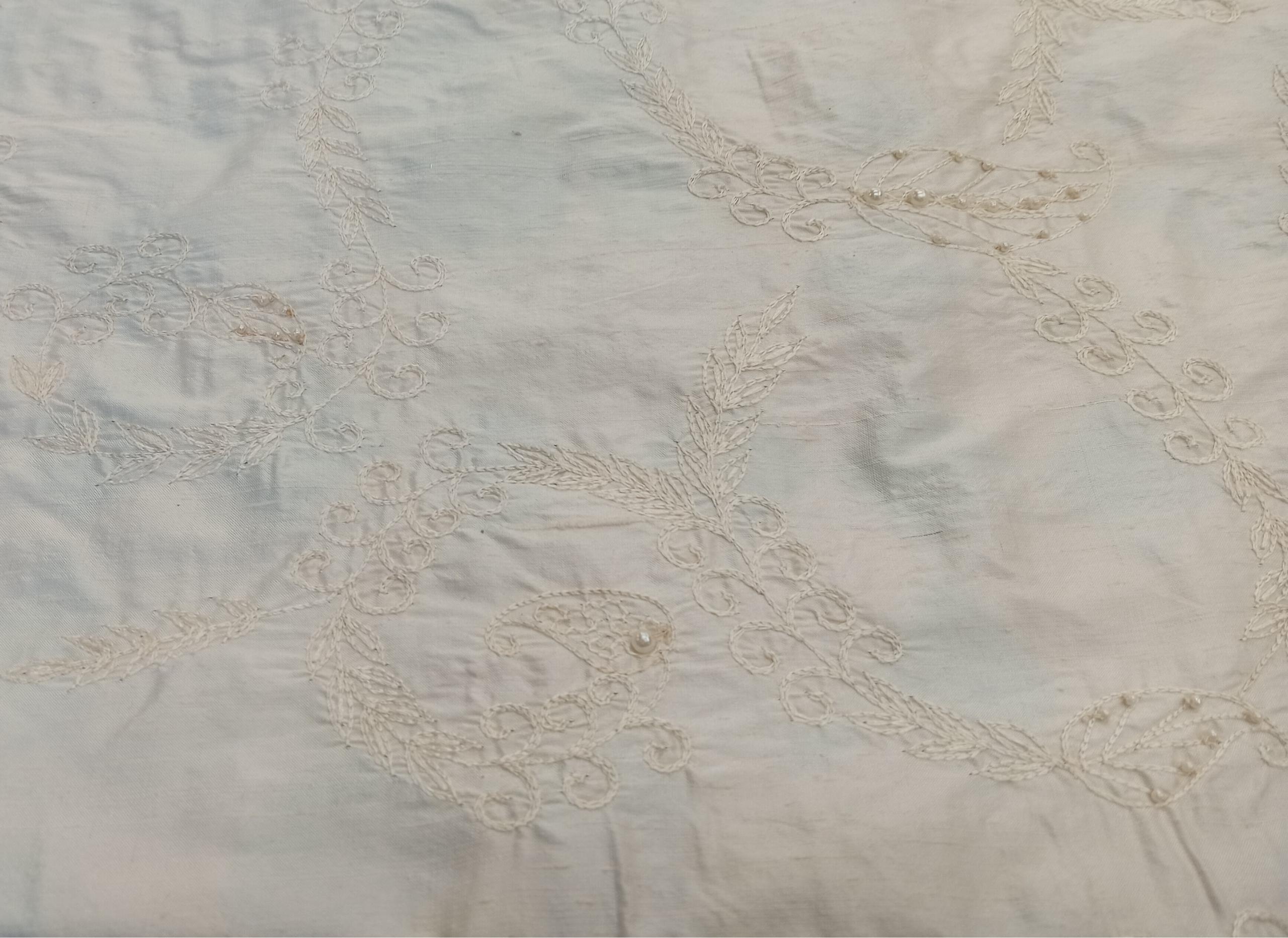Embroidered Silk Dupion - PE3- 100% Silk base - 1 cols