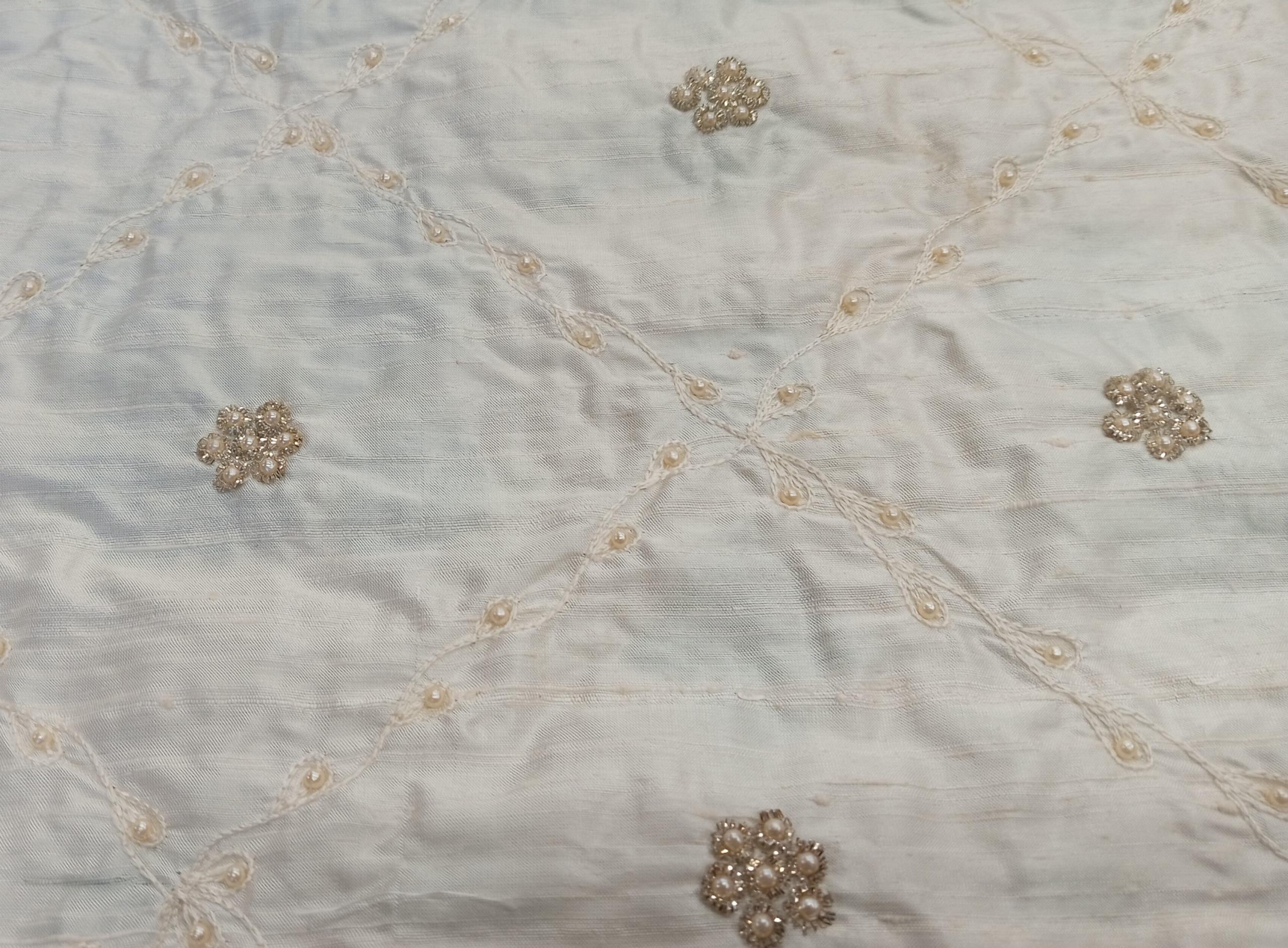 Embroidered Silk Dupion - PE6- 100% Silk base - 1 cols