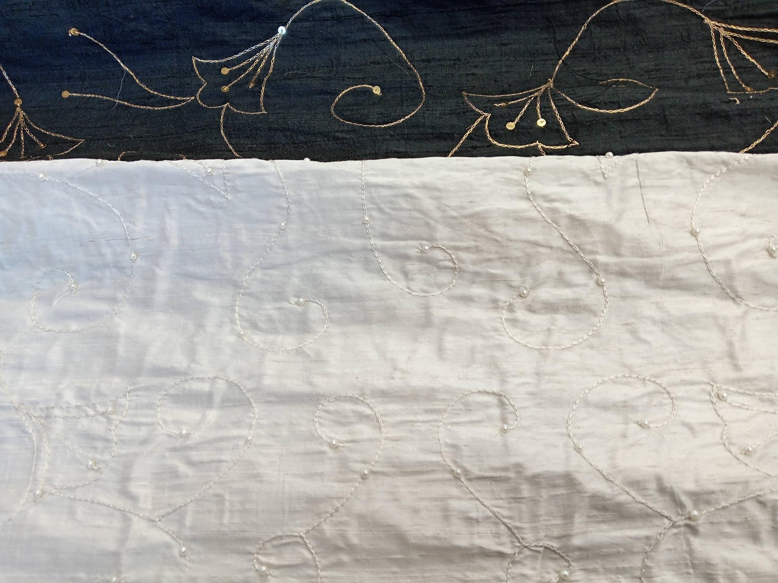 Embroidered Silk Dupion - PE1 - 100% Silk base - 2 cols
