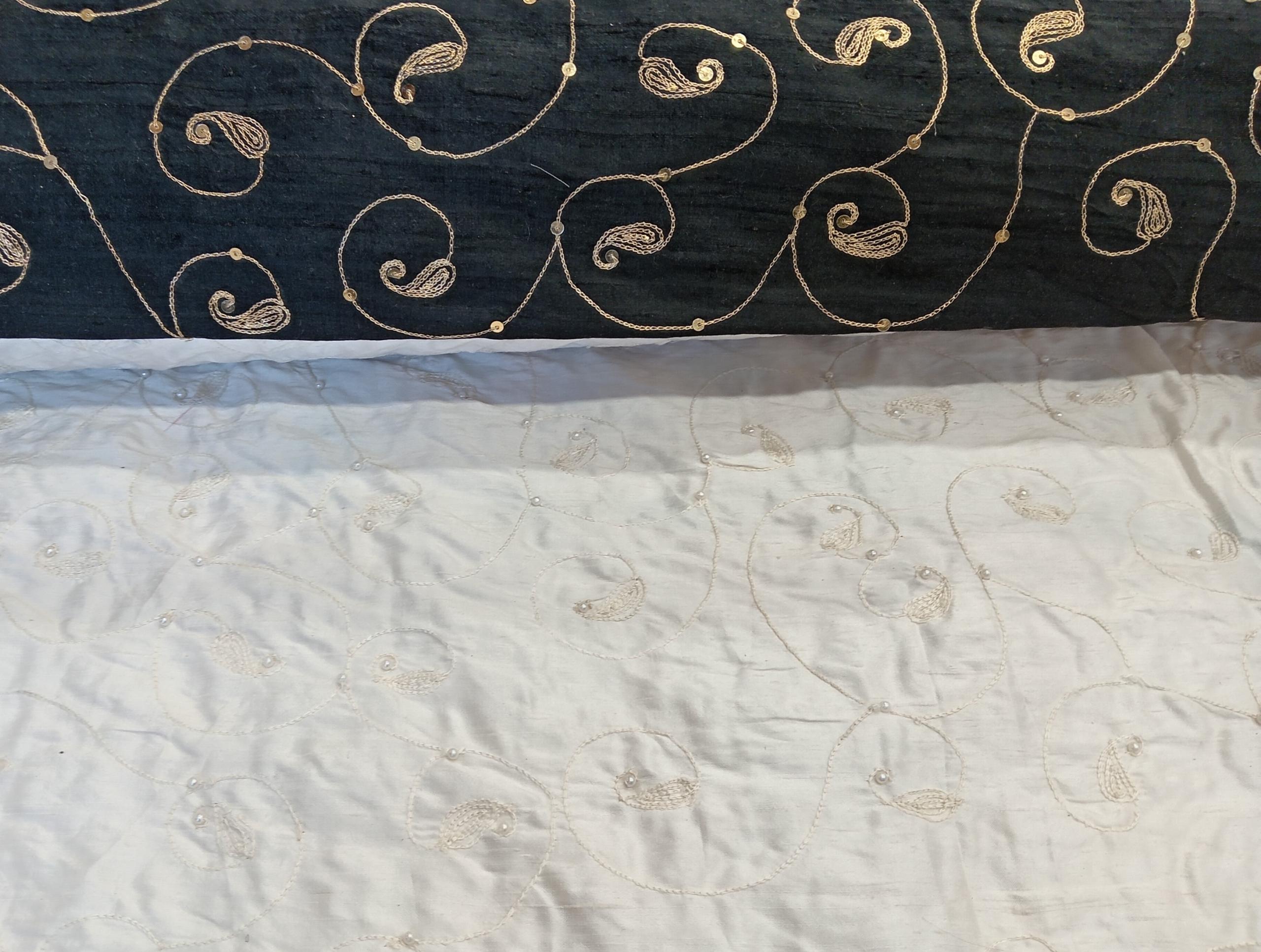 Embroidered Silk Dupion - PE5- 100% Silk base - 5 cols