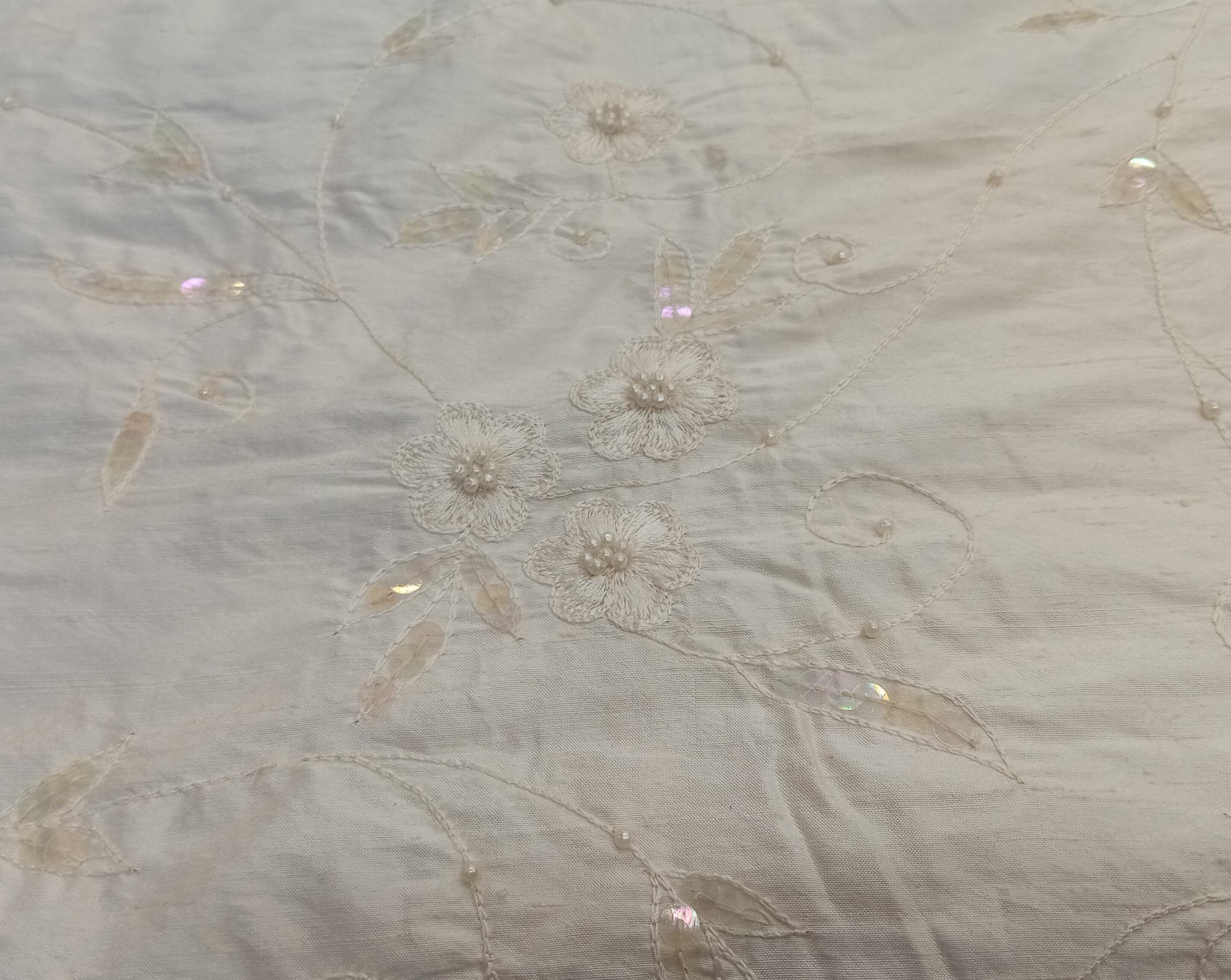Embroidered Silk Dupion - PE11 - 100% Silk base - 1 col