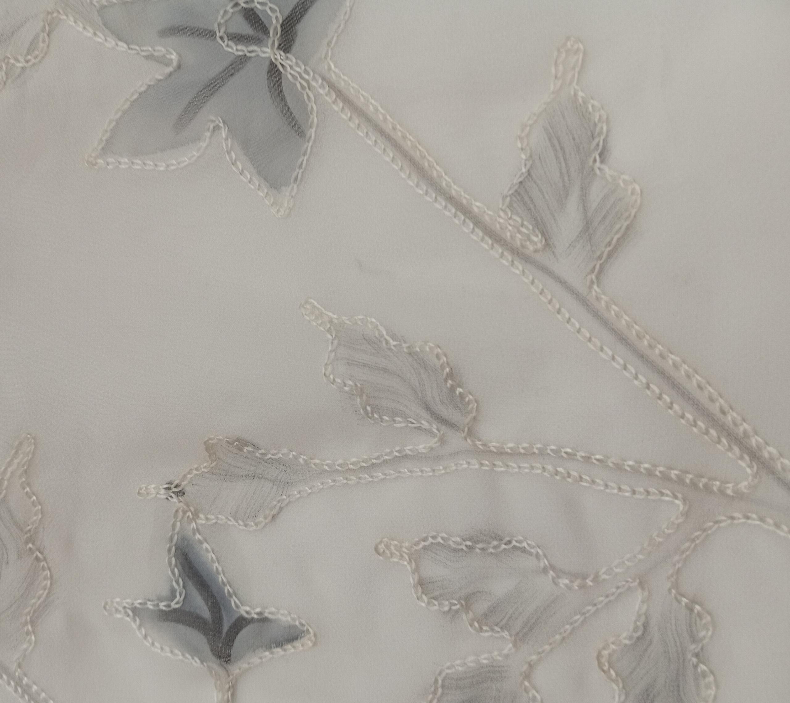 Embroidered Silk Georgette - ME77 - 100% Silk base - Ivory