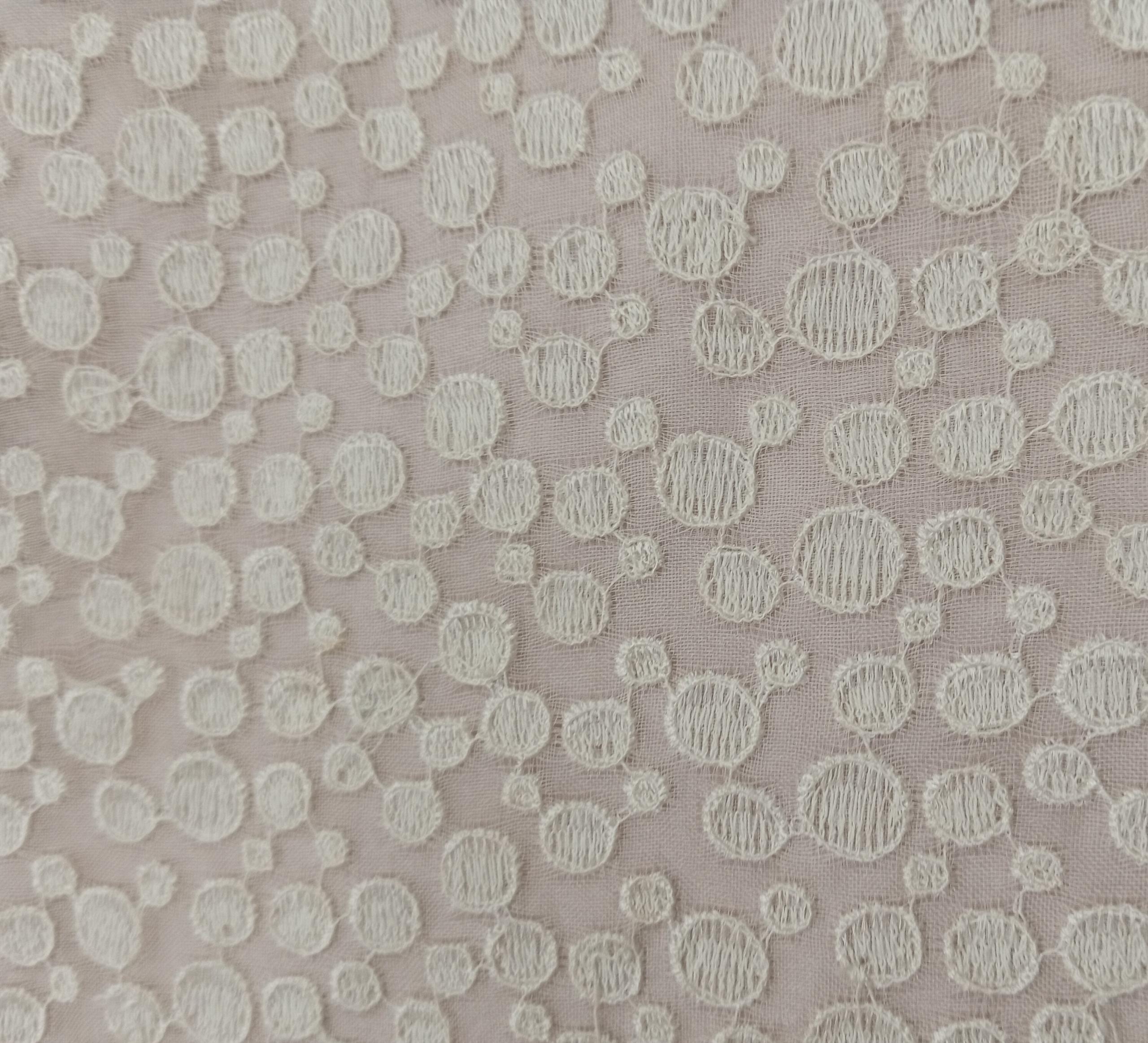 Embroidered Silk Organza - ME84 - 100% Silk base - Ivory