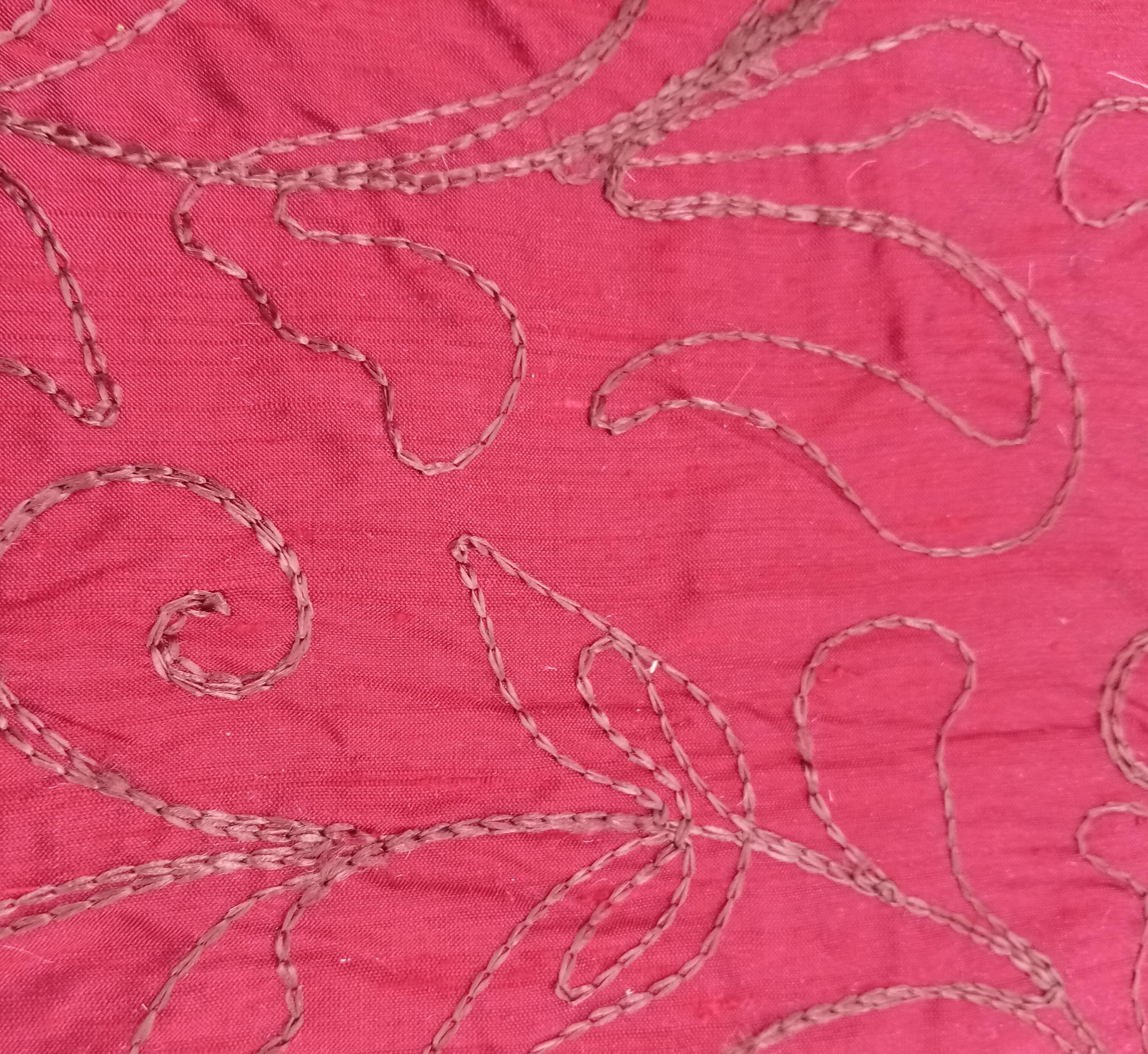 Embroidered Silk Dupion - ME28 - 100% Silk base - Ivory