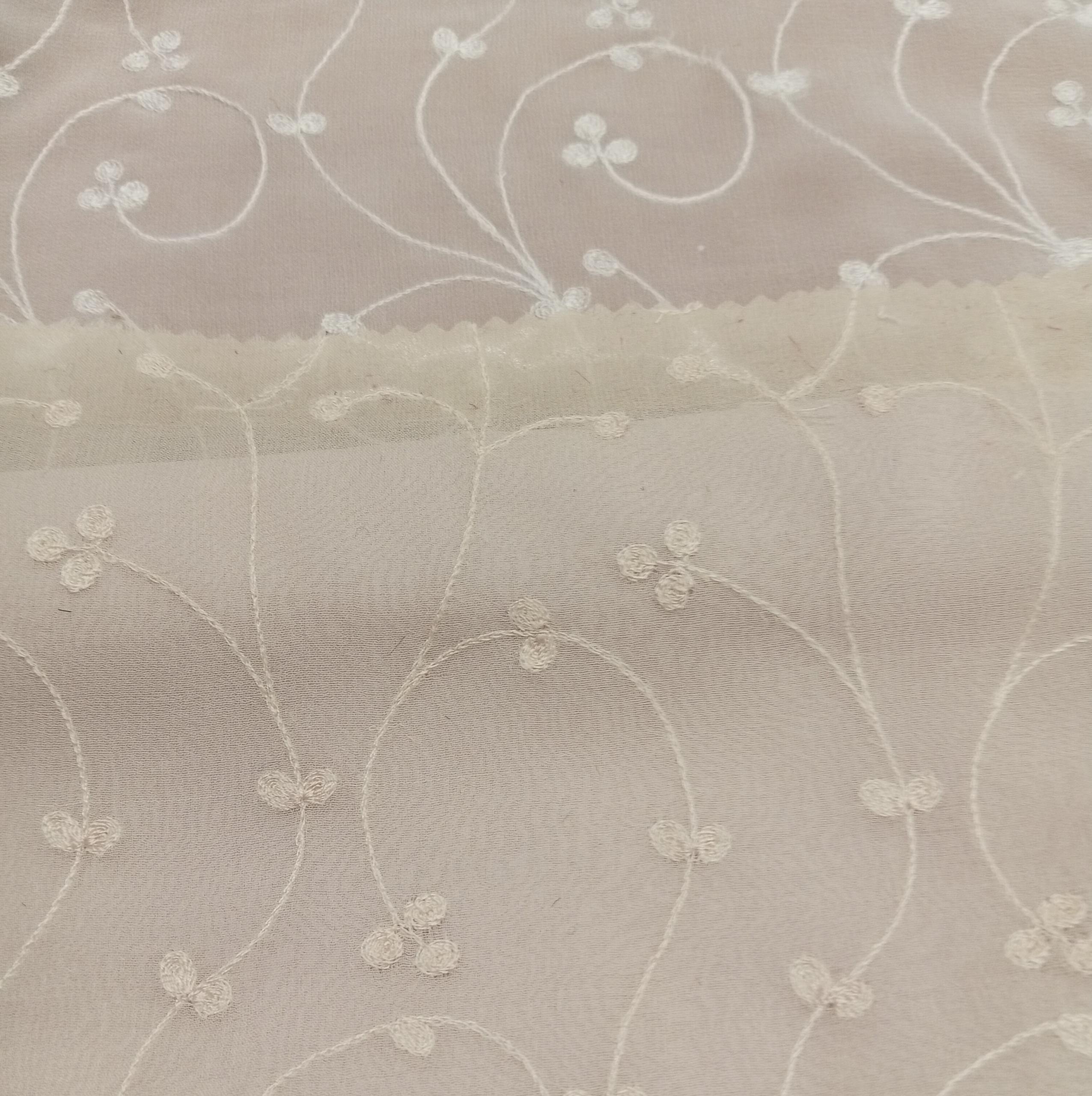 Embroidered Silk Georgette - ME99 - 100% Silk base - Ivory
