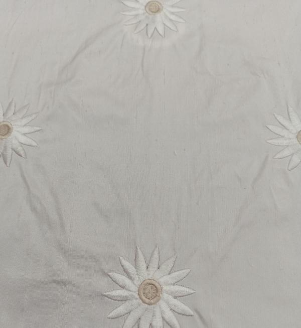 Embroidered Silk Dupion - ME42 - 100% Silk base - Ivory