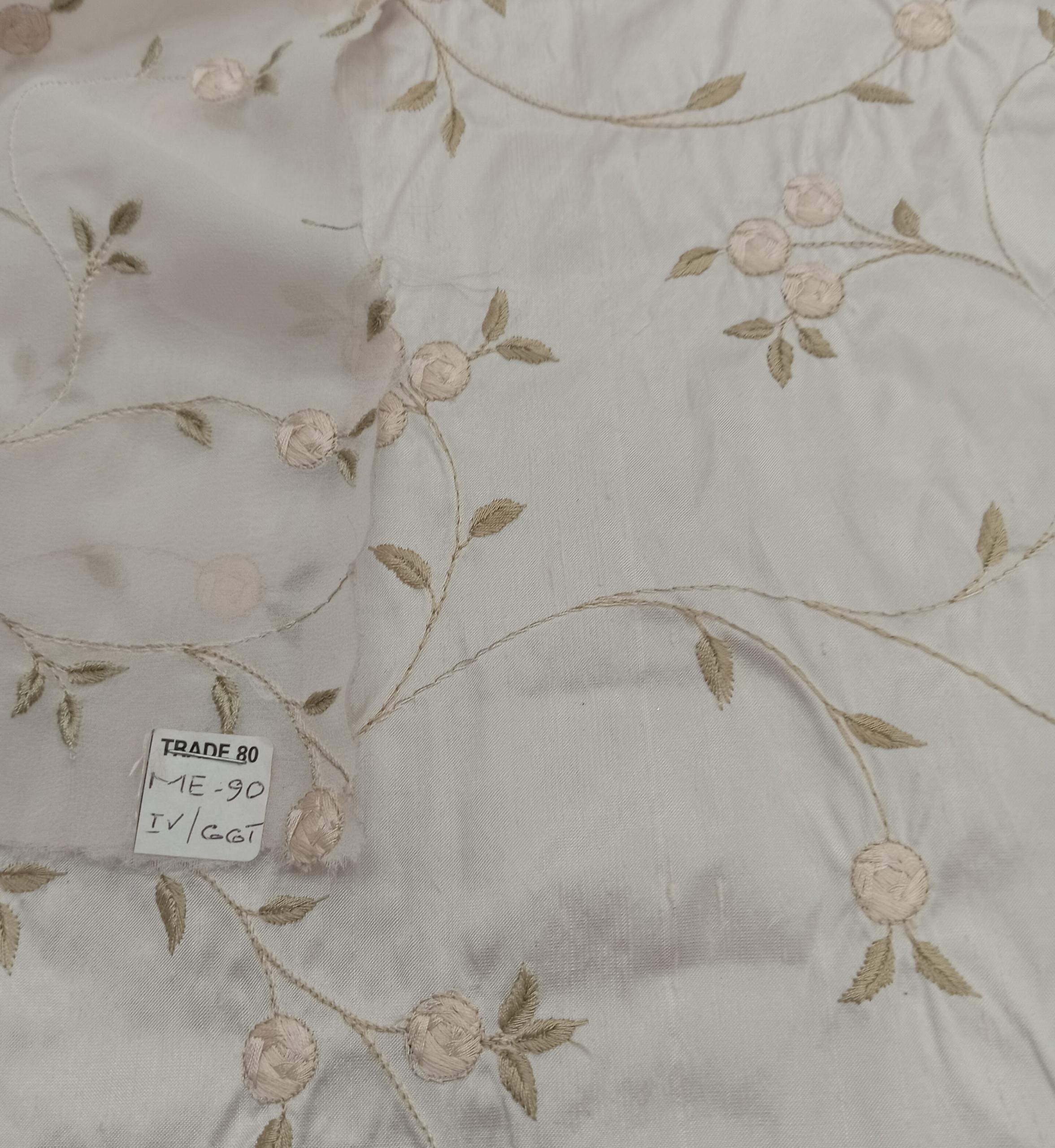 Blossom - ME 90 - 100% Silk Base - 2 col - Embroidered Silk | Embroidered Silk Dupion - ME90 - 100% Silk base - Ivory