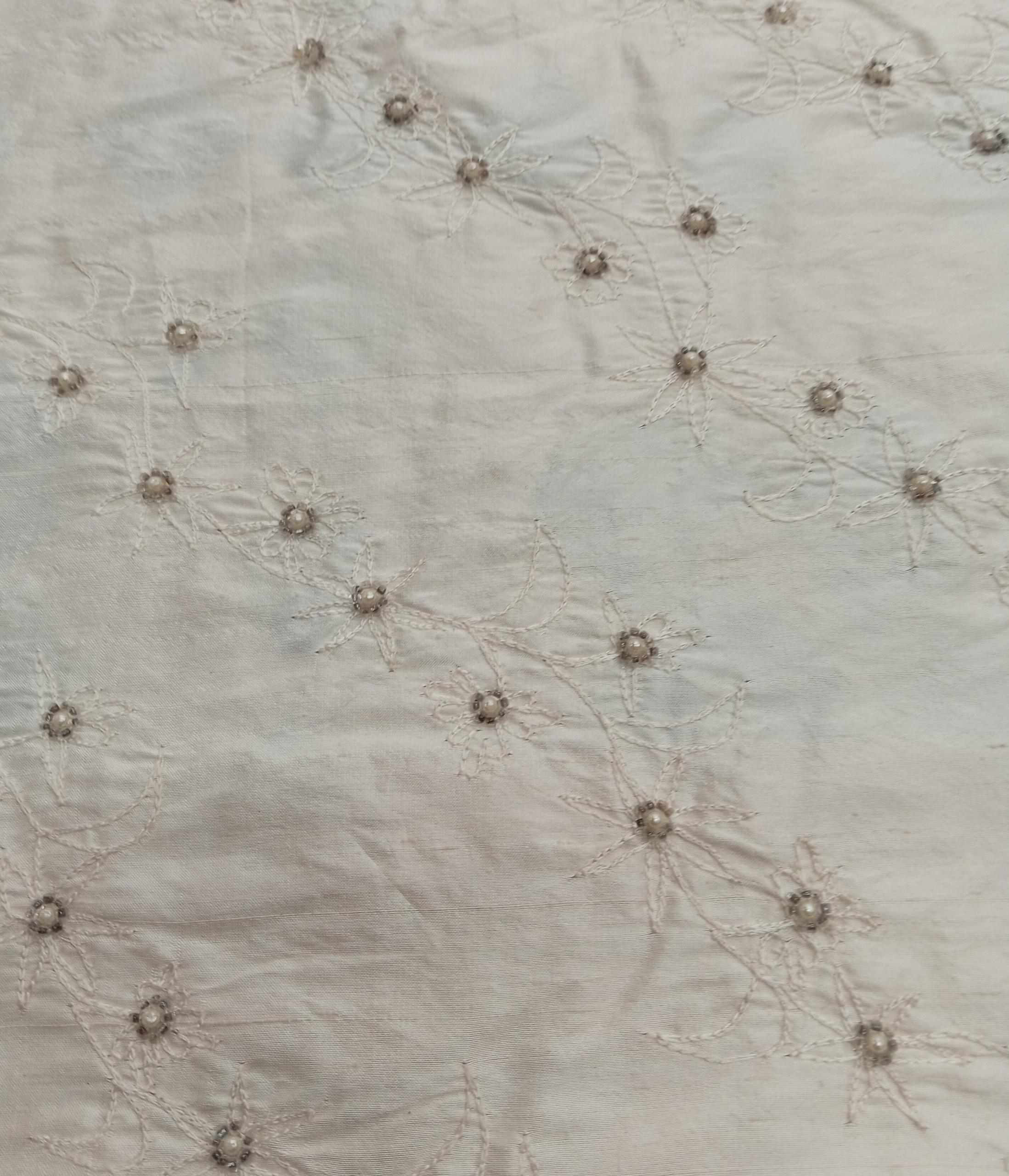 Embroidered Silk Dupion - PE19 - 100% Silk base - 1 col