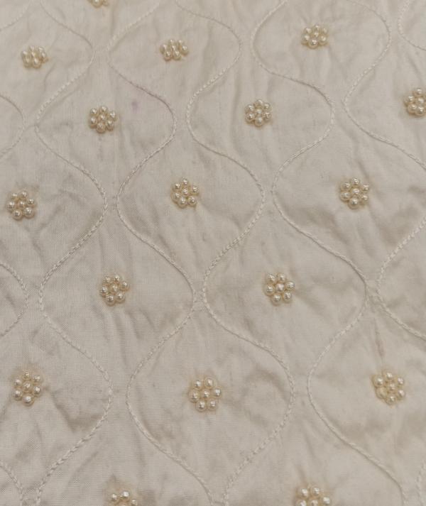 Embroidered Silk Dupion - PE28 - 100% Silk base - 1 col