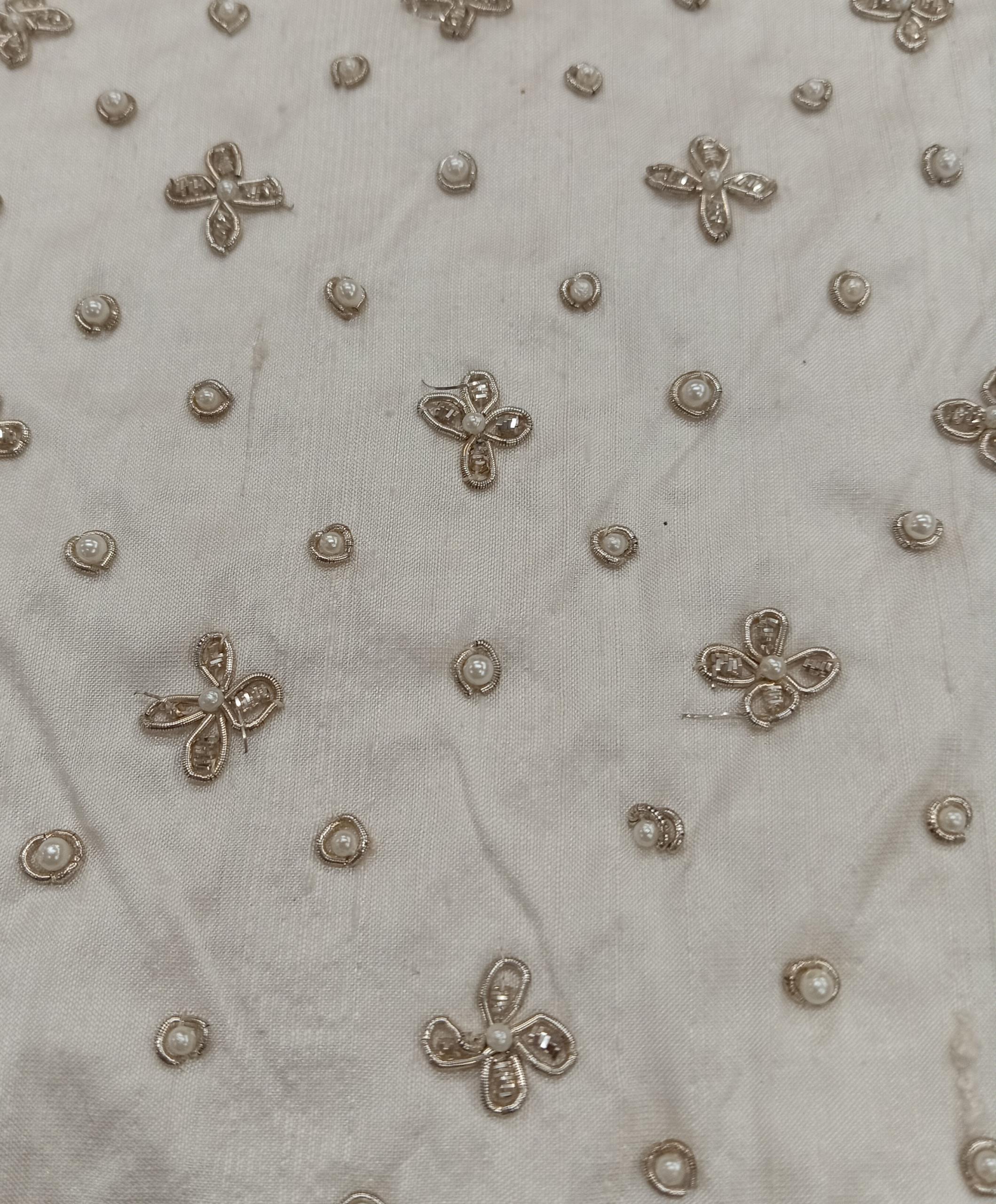 Embroidered Silk Dupion - PE57 - 100% Silk base - 1 col