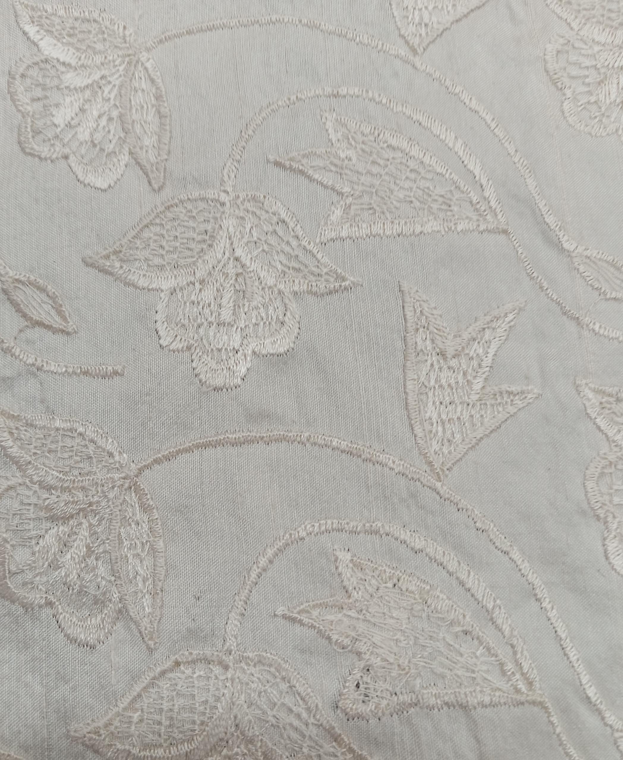 Embroidered Silk Dupion - ME9 - 100% Silk base - Ivory