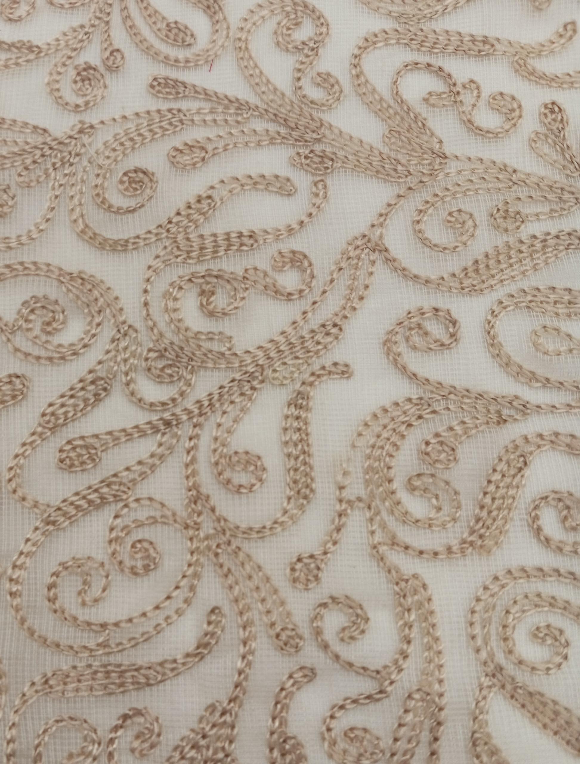 Embroidered Tulle - ME23 - Cotton 70%+ Silk 30% - Ivory