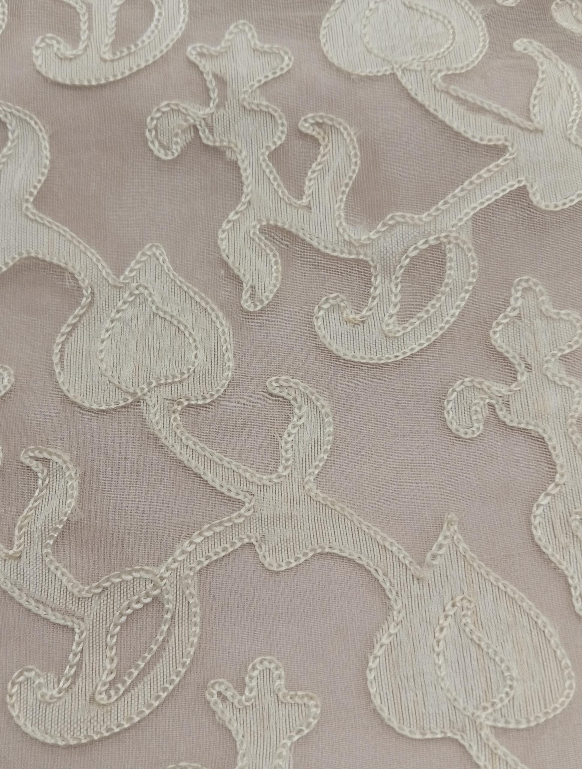 Embroidered Silk Organza - ME52 - 100% Silk base - Ivory