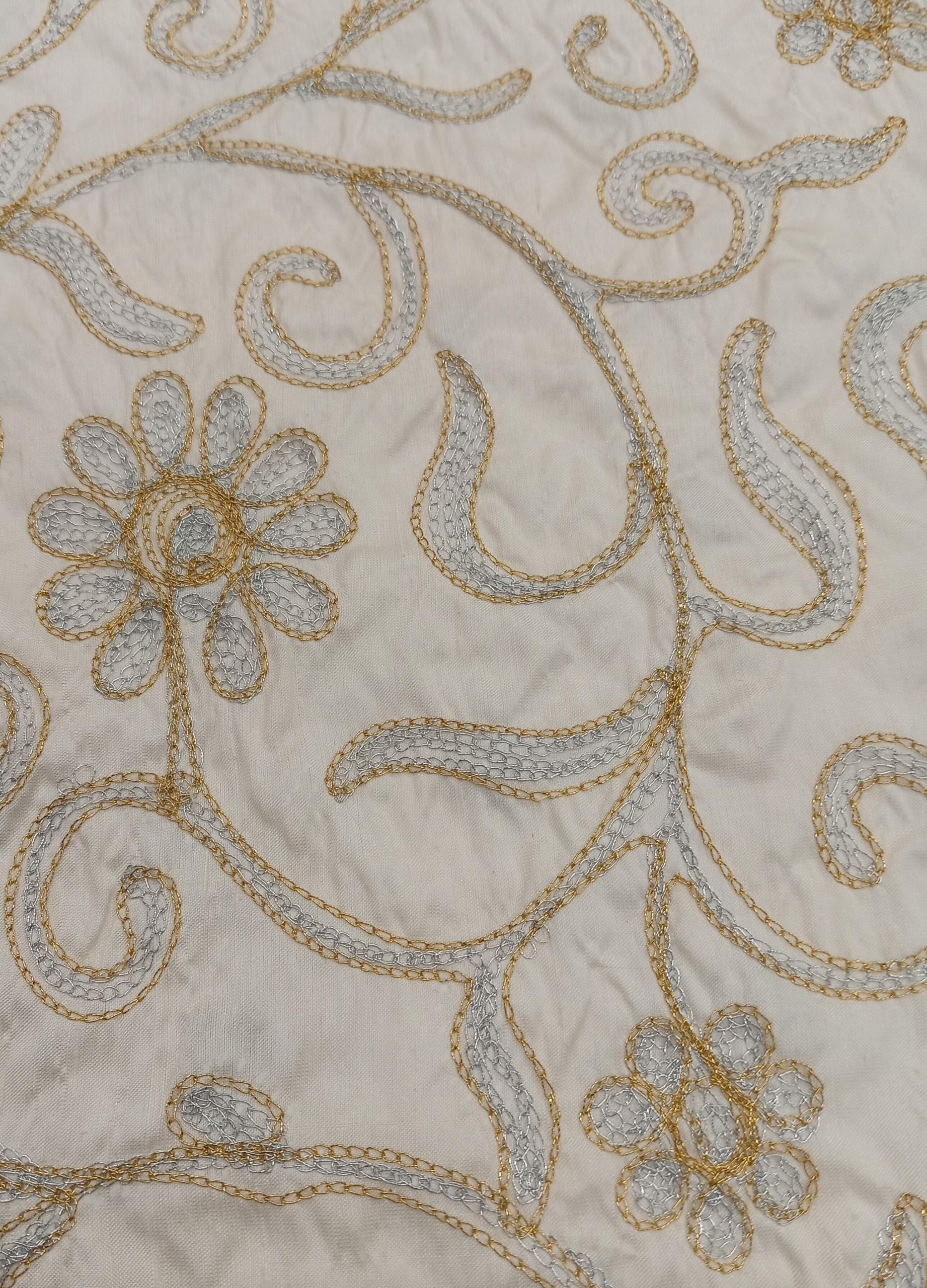 Embroidered Silk Dupion - PE55 - 100% Silk base - 1 col