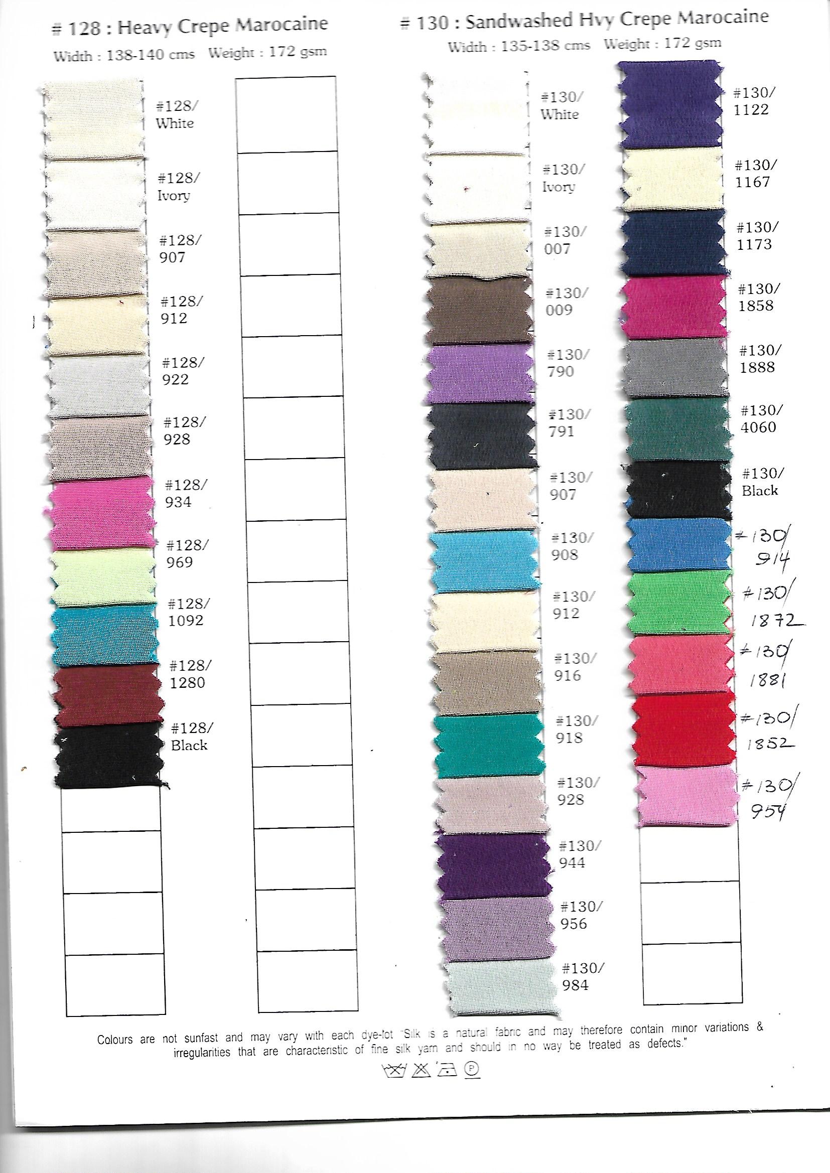 Sandwash Hvy Silk Crepe Marocaine – #128+#130 cols - Silk 100% - 27 cols