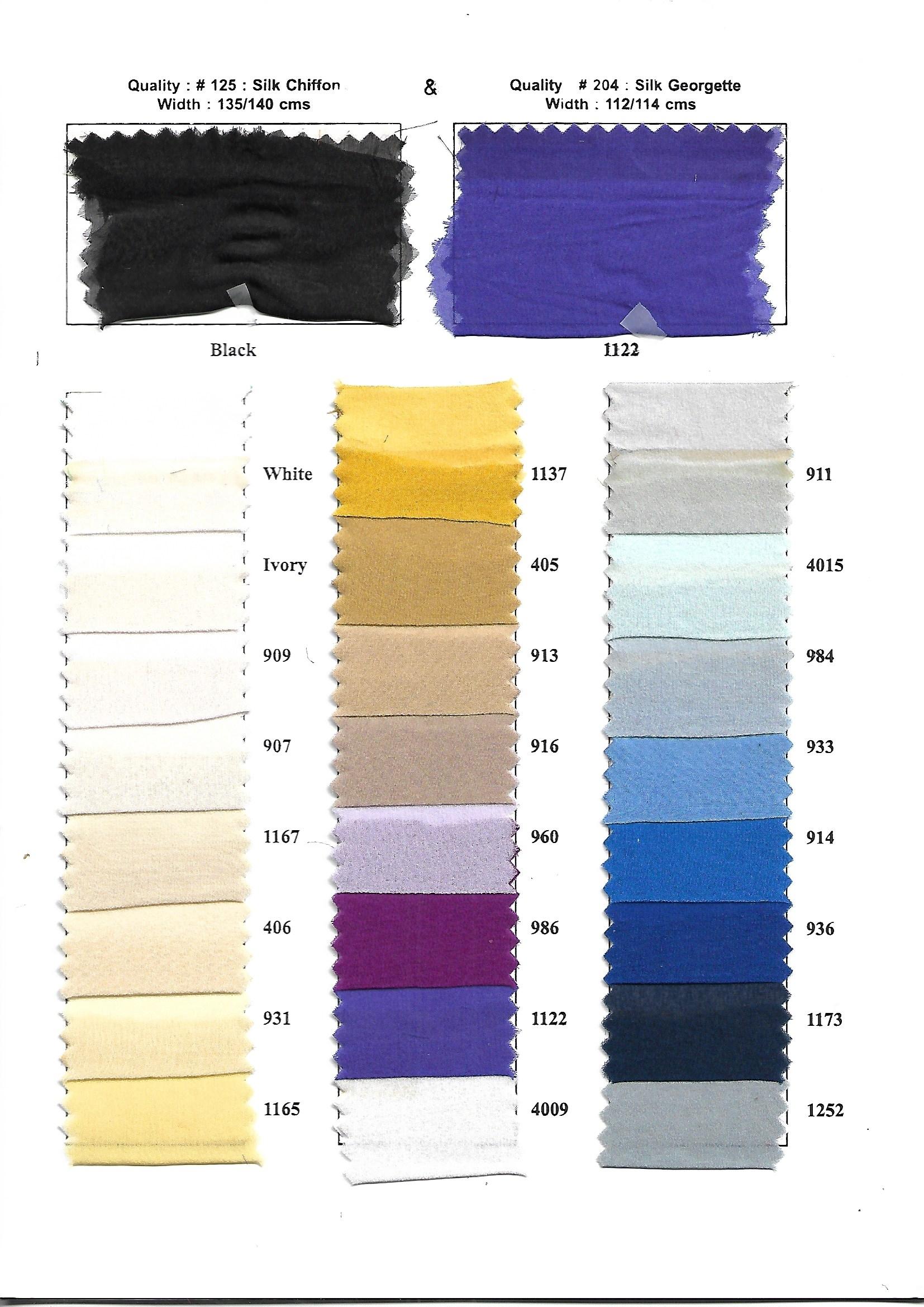 Silk Georgette – #204 cols – 100% Silk – 50 cols